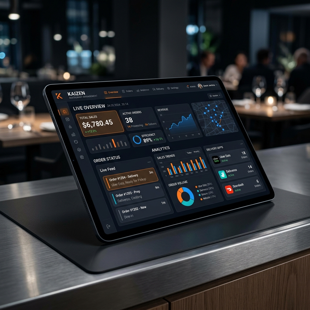 Quarey restaurant management system dashboard showing branch-wise sales, POS, KDS and delivery app in one platform